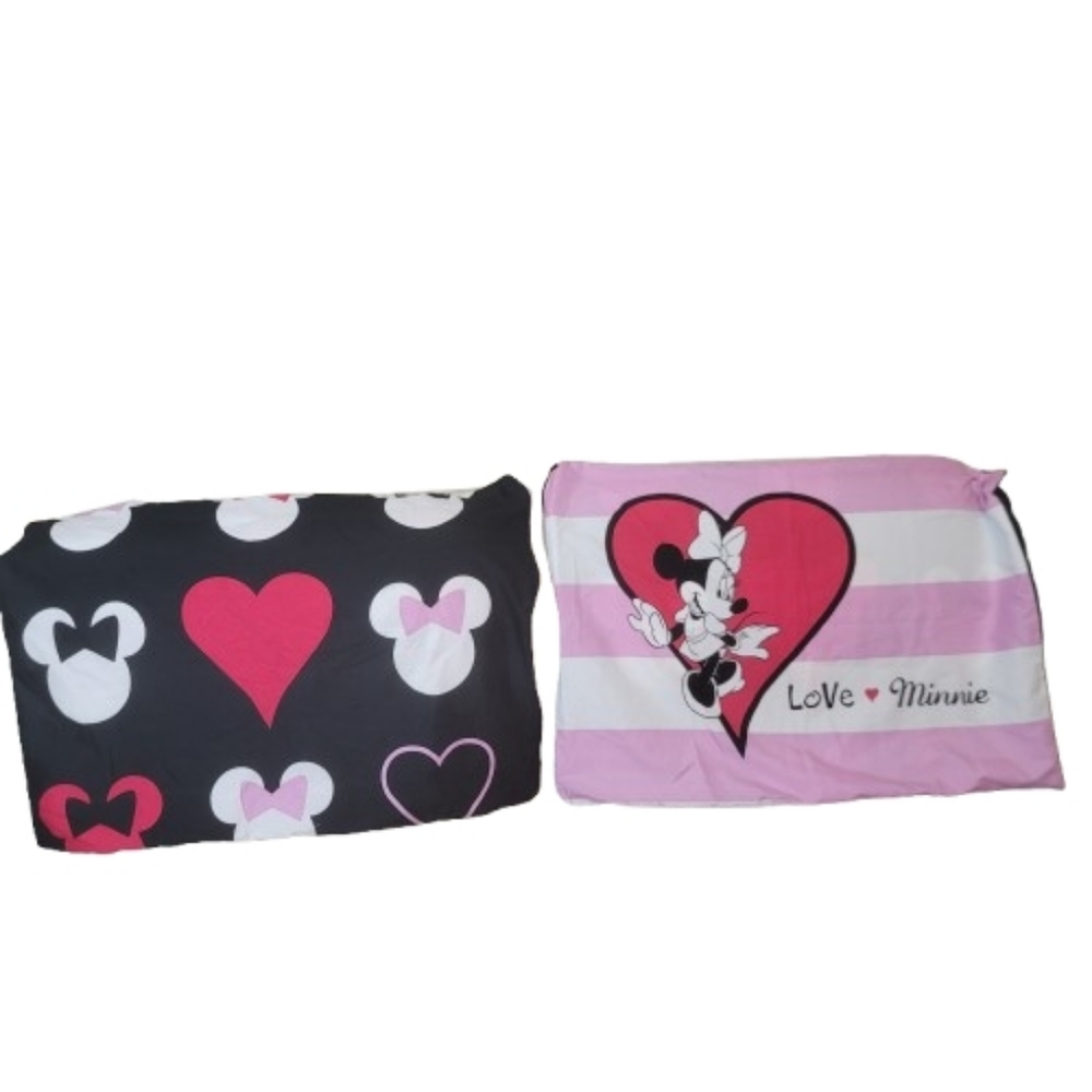 Minnie Mouse Kids Pillowcase Set  Black and Pink Front & Back Design